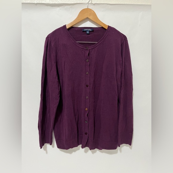 Chadwicks Sweaters - Chadwicks Cardigan Sweater Womens 1X Purple Preppy Modern Classic Elevated Basic